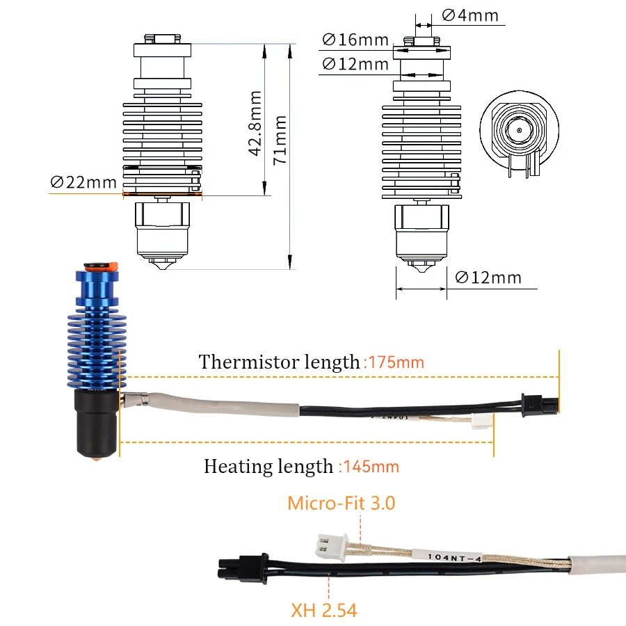 Volcano Hotend E3D V6 24V 50W  - 3D Printing Ender reseña y precio