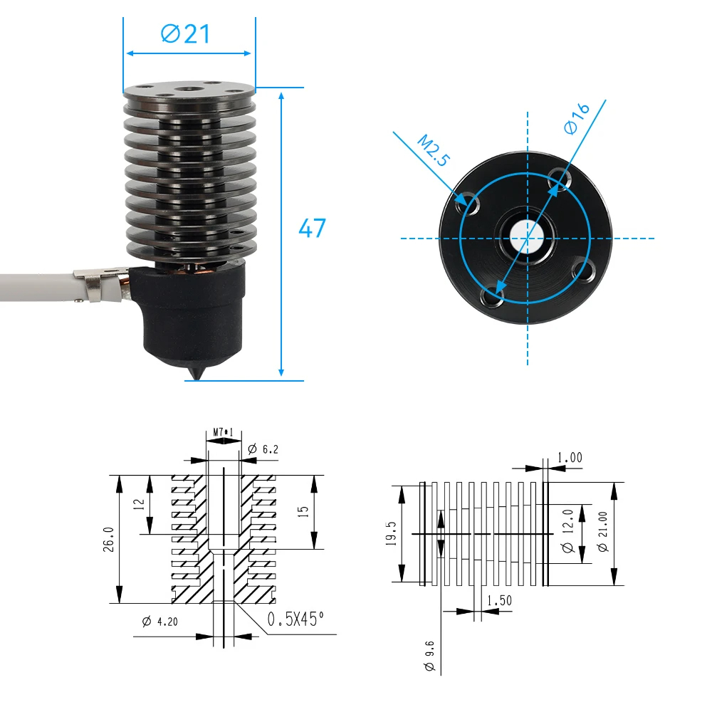 Volcano Hotend E3D V6 24V 50W  - 3D Printing Ender reseña y precio